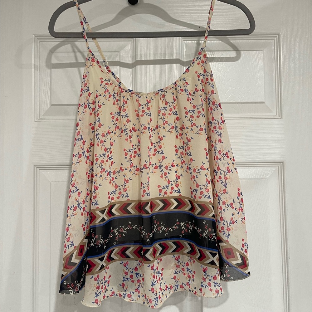Express Orange and Pink Asymmetrical Tiered Camisole